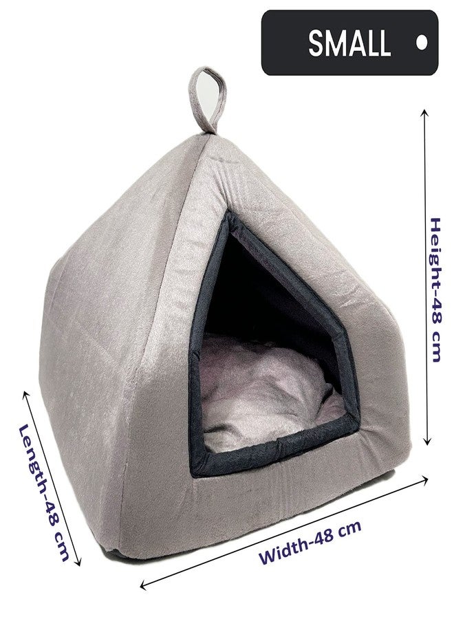 Pawsome Premium Soft Velvet Fabric Bed for Cats Kittens & Suitable for Dog Puppies Pet House (S, Grey) - Image 3